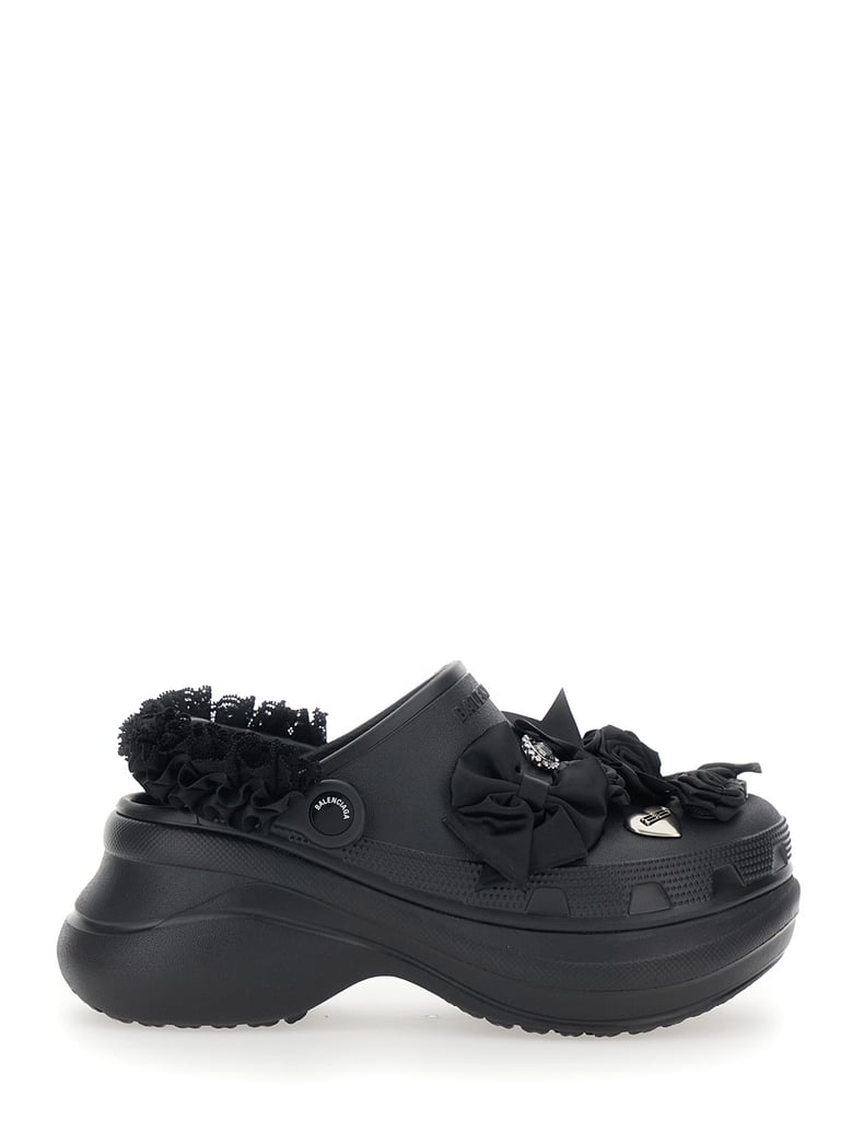 mule with logo plate, black rubber by Selfnex