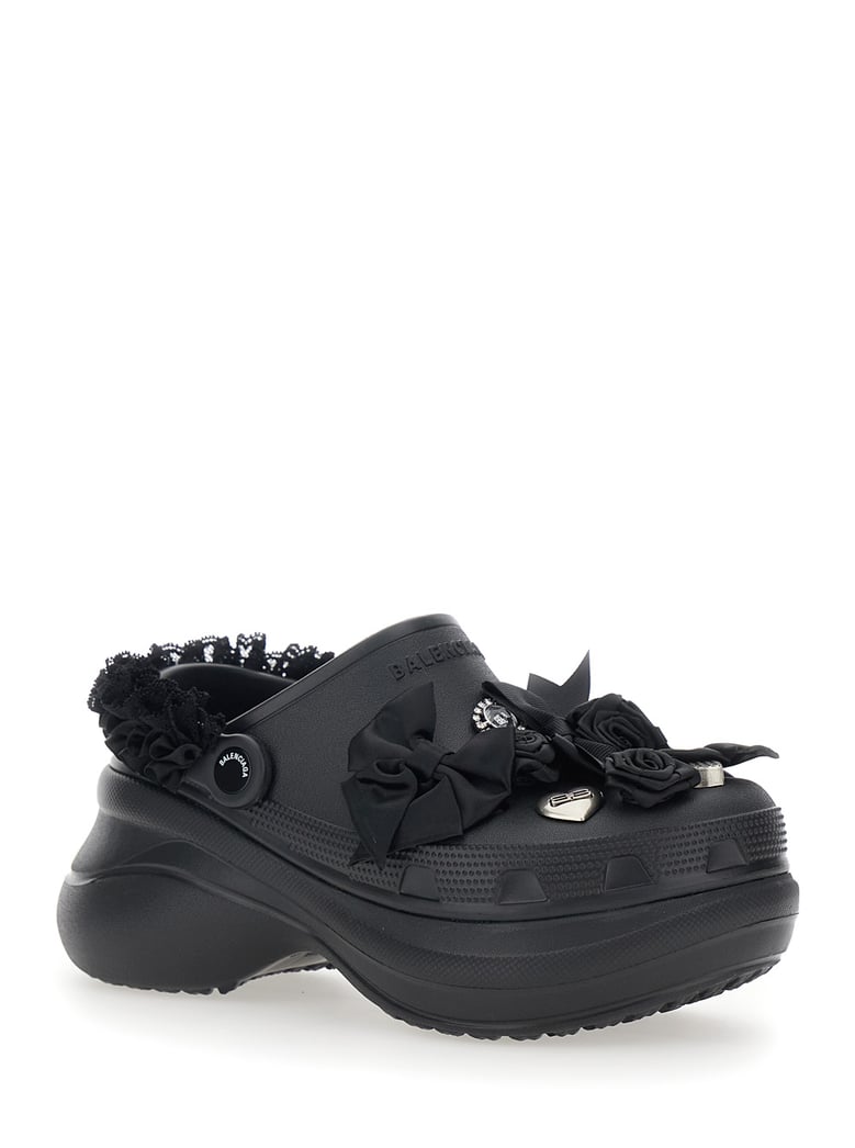 mule with logo plate, black rubber by Selfnex