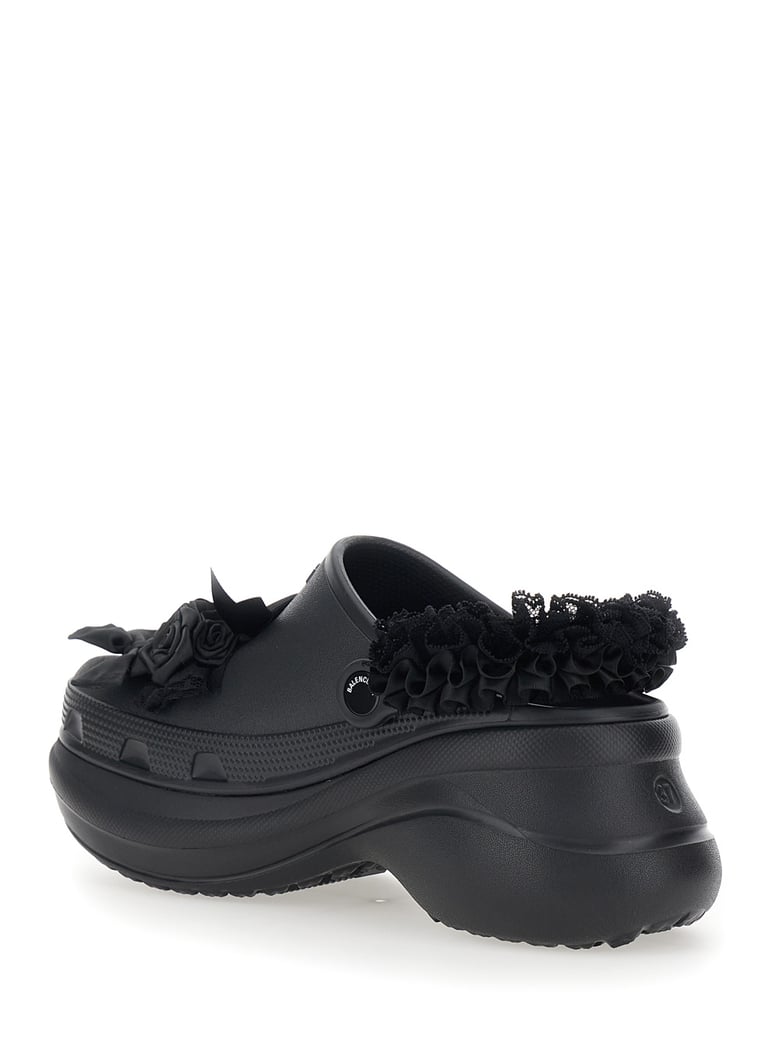 mule with logo plate, black rubber by Selfnex