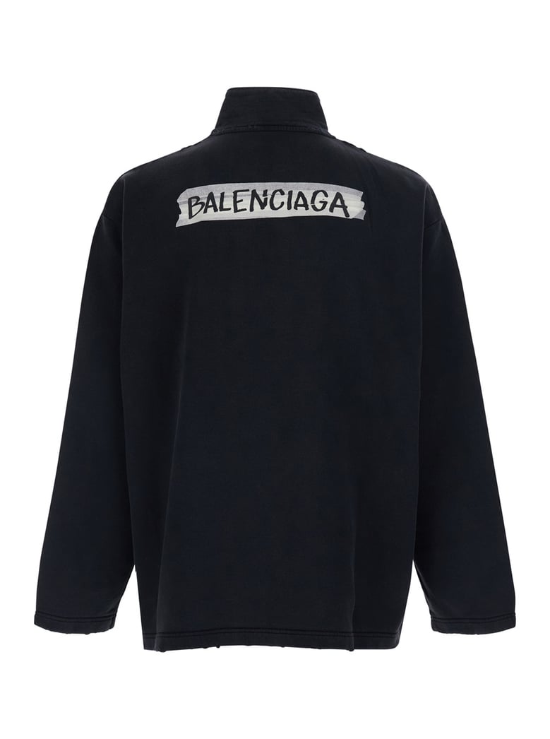 sweatshirt high-neck zip black by Selfnex