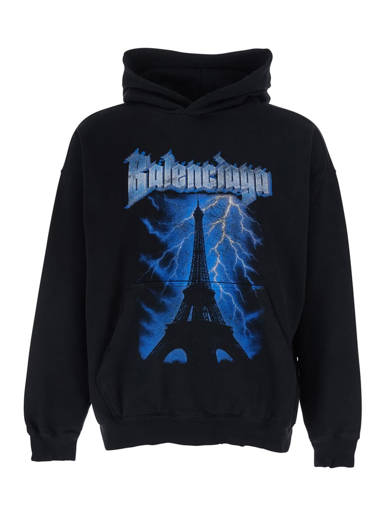 hoodie with maxi logo black cotton by Selfnex