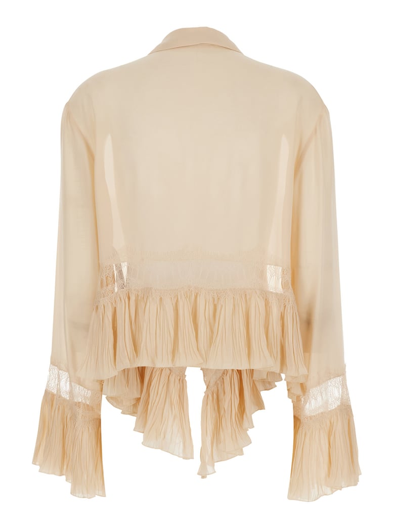 georgette top with lace — beige by Selfnex