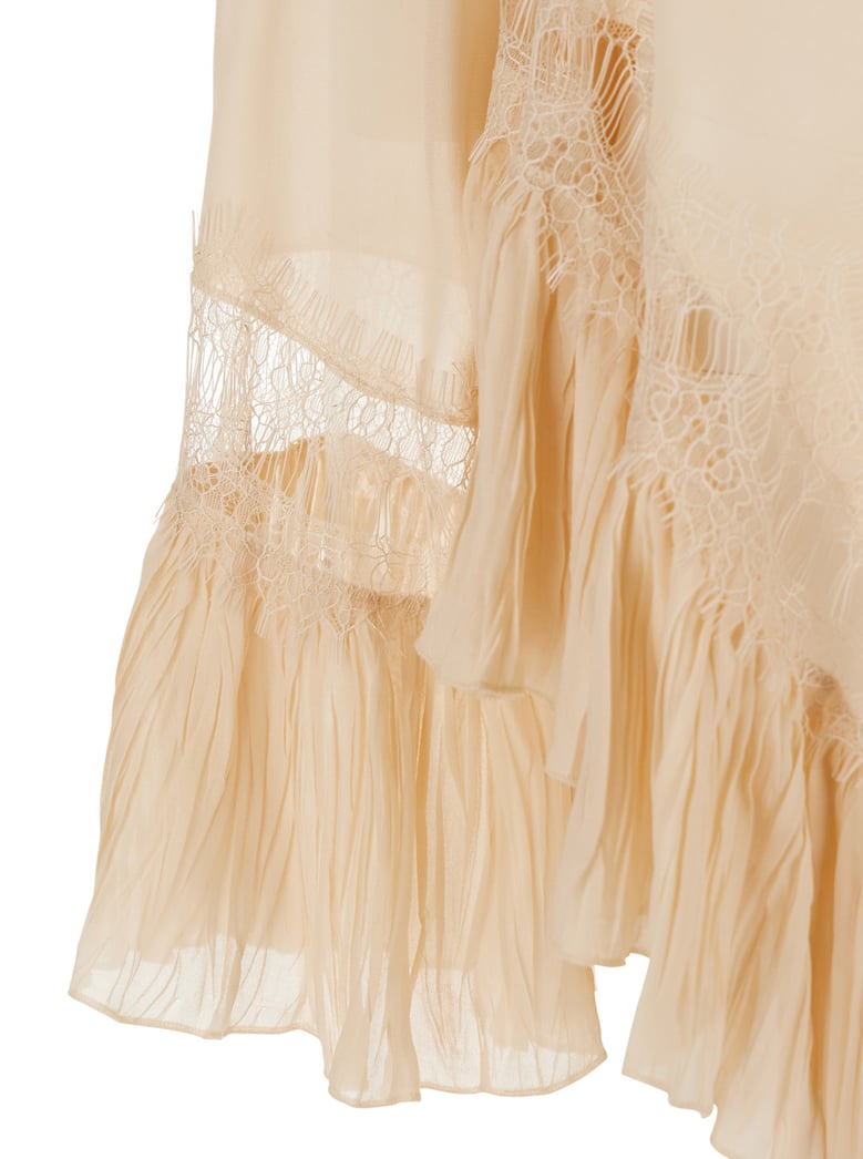 georgette top with lace — beige by Selfnex