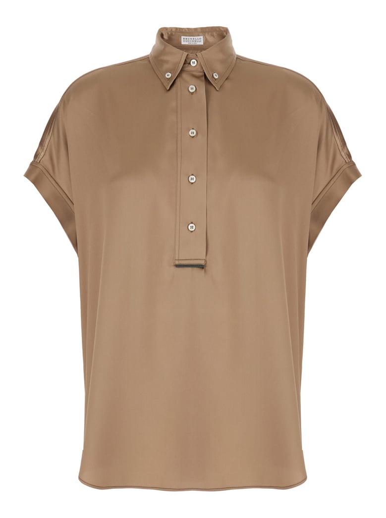 shirt stretch silk beige by Selfnex