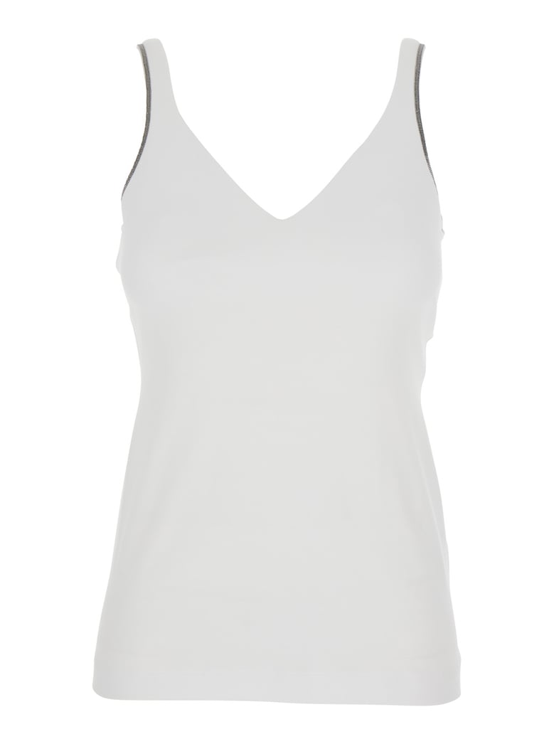 top v-neck white cotton by Selfnex