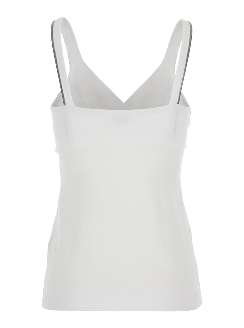 top v-neck white cotton by Selfnex