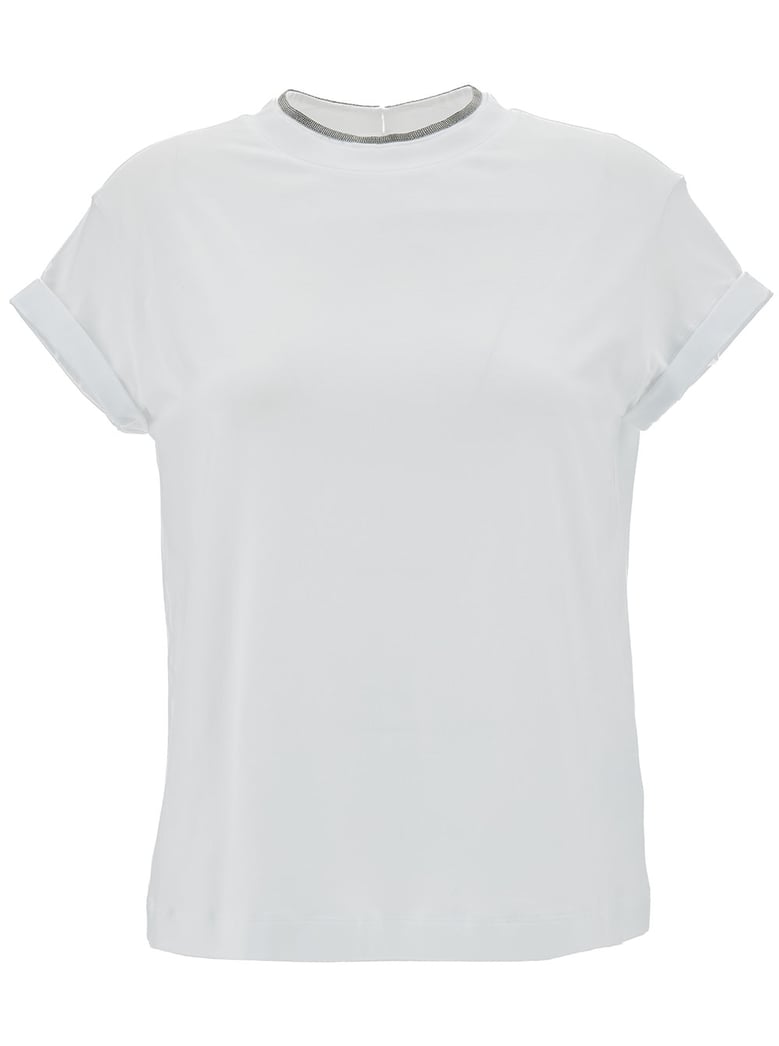 t-shirt with monile detail white cotton by Selfnex