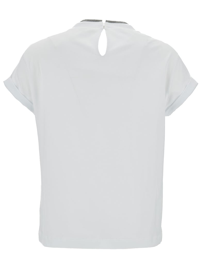 t-shirt with monile detail white cotton by Selfnex