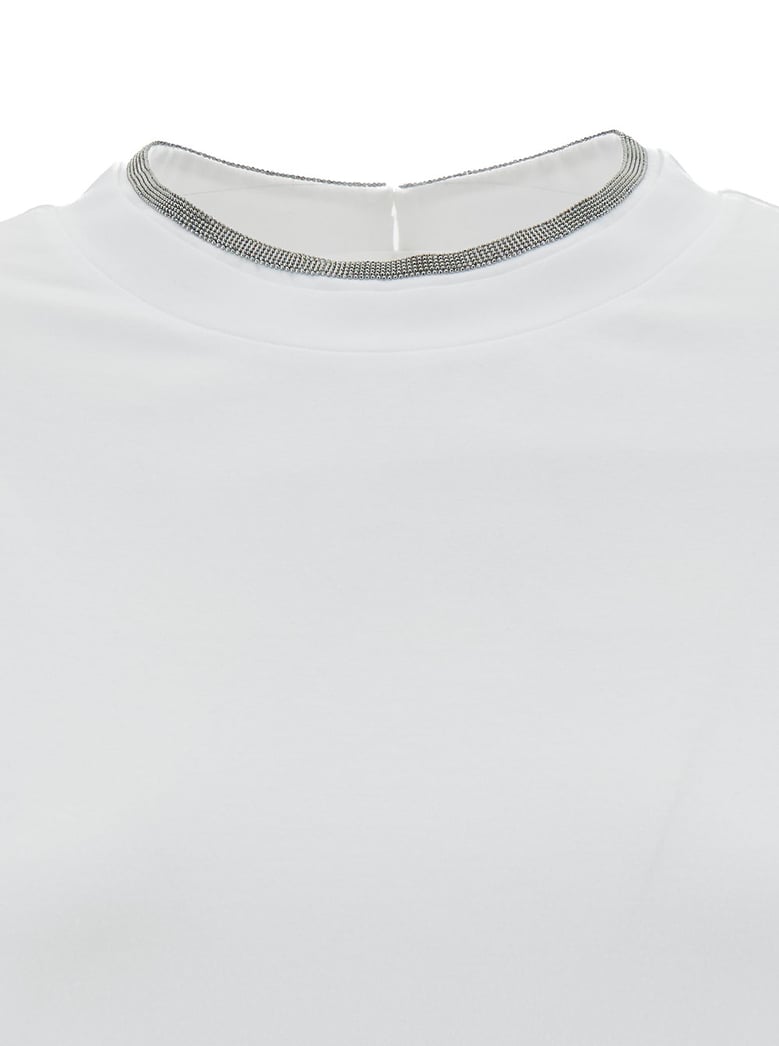 t-shirt with monile detail white cotton by Selfnex