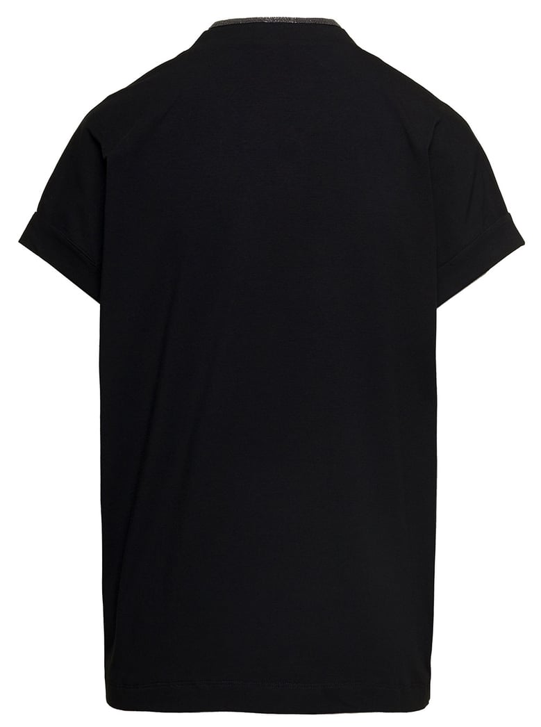 t-shirt v-neck black stretch cotton by Selfnex