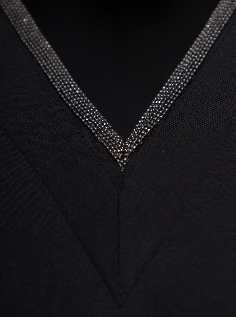 t-shirt v-neck black stretch cotton by Selfnex
