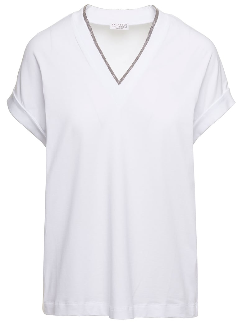 t-shirt v-neck monile white by Selfnex