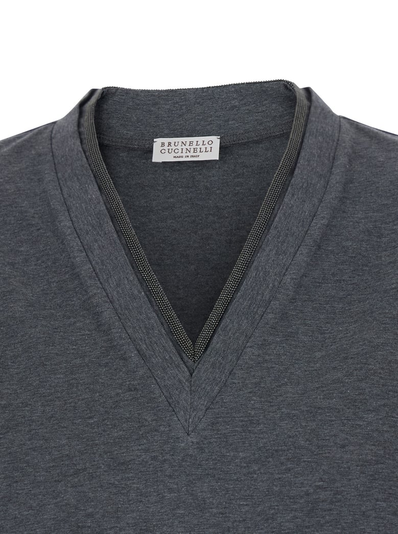 v-neck t-shirt grey cotton by Selfnex