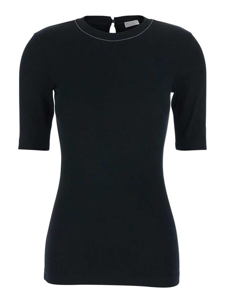 t-shirt round neck black cotton by Selfnex