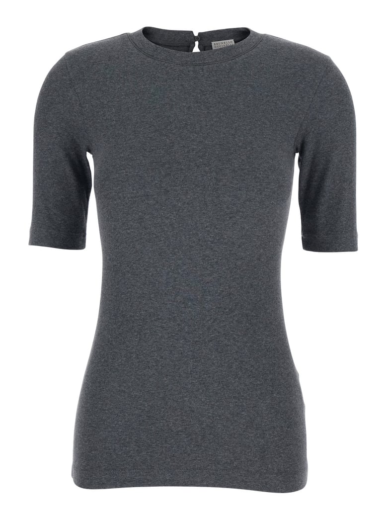 t-shirt round neck grey cotton by Selfnex