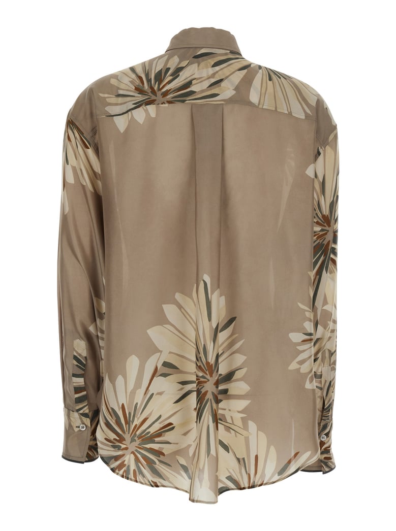 silk shirt with all-over print — beige by Selfnex
