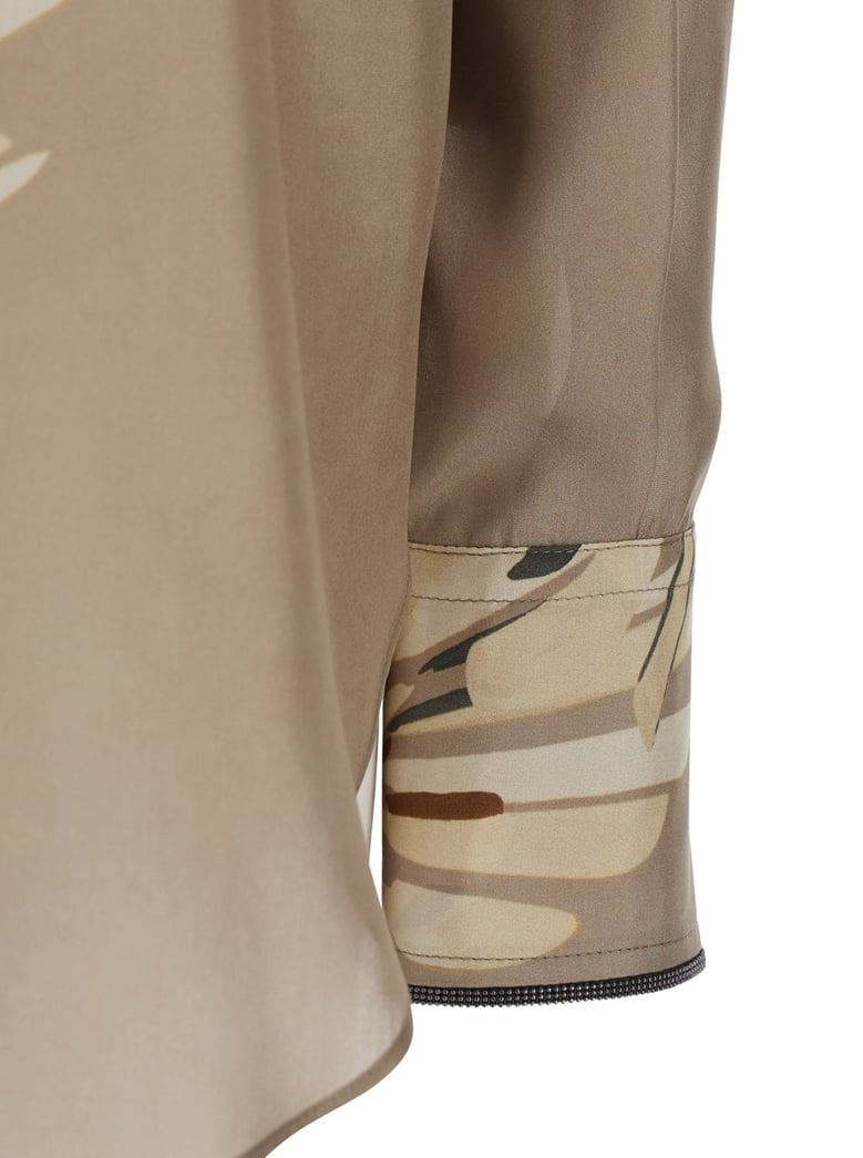 silk shirt with all-over print — beige by Selfnex