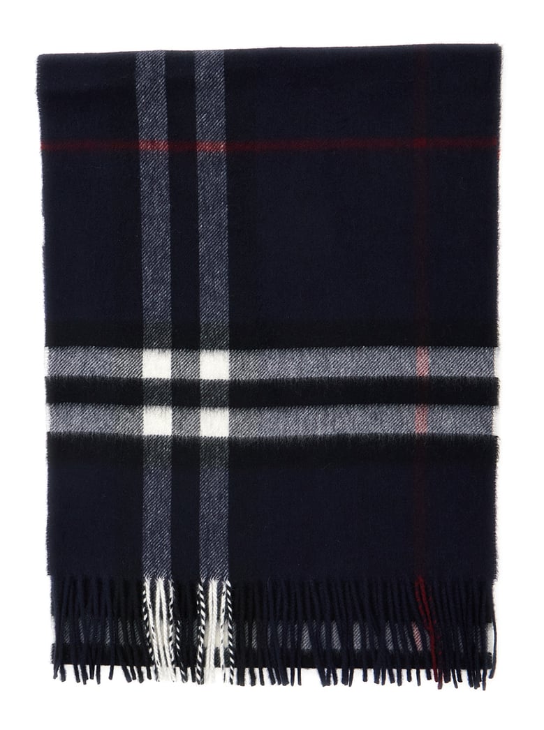 scarf fringed edge blue cashmere by Selfnex