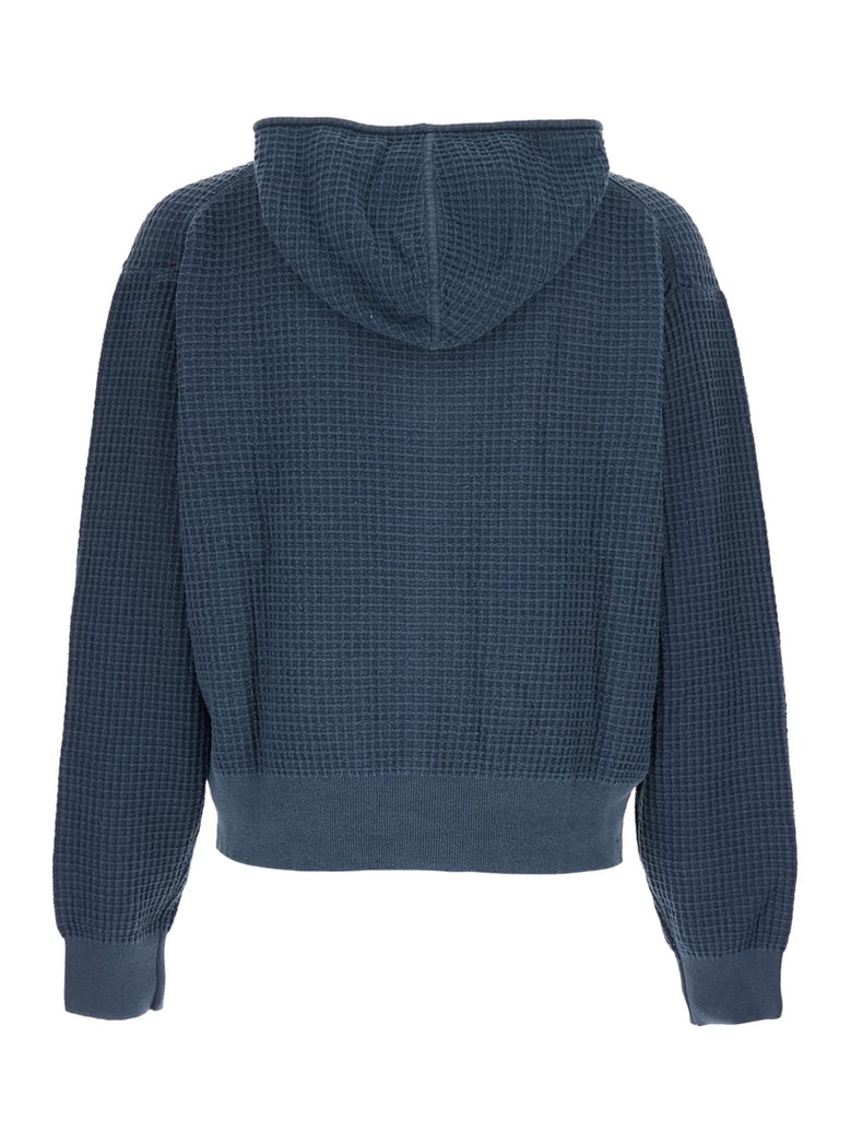 hooded sweatshirt honeycomb knit blue by Selfnex