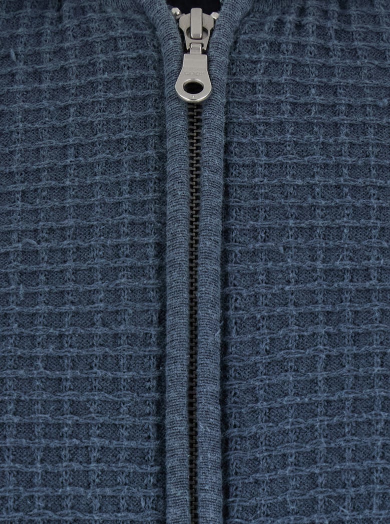 hooded sweatshirt honeycomb knit blue by Selfnex