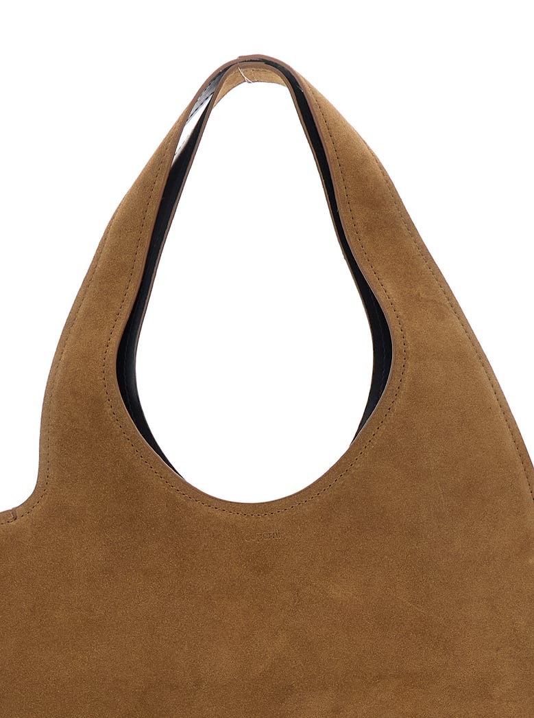 shoulder bag with heart silhouette, brown suede by Selfnex