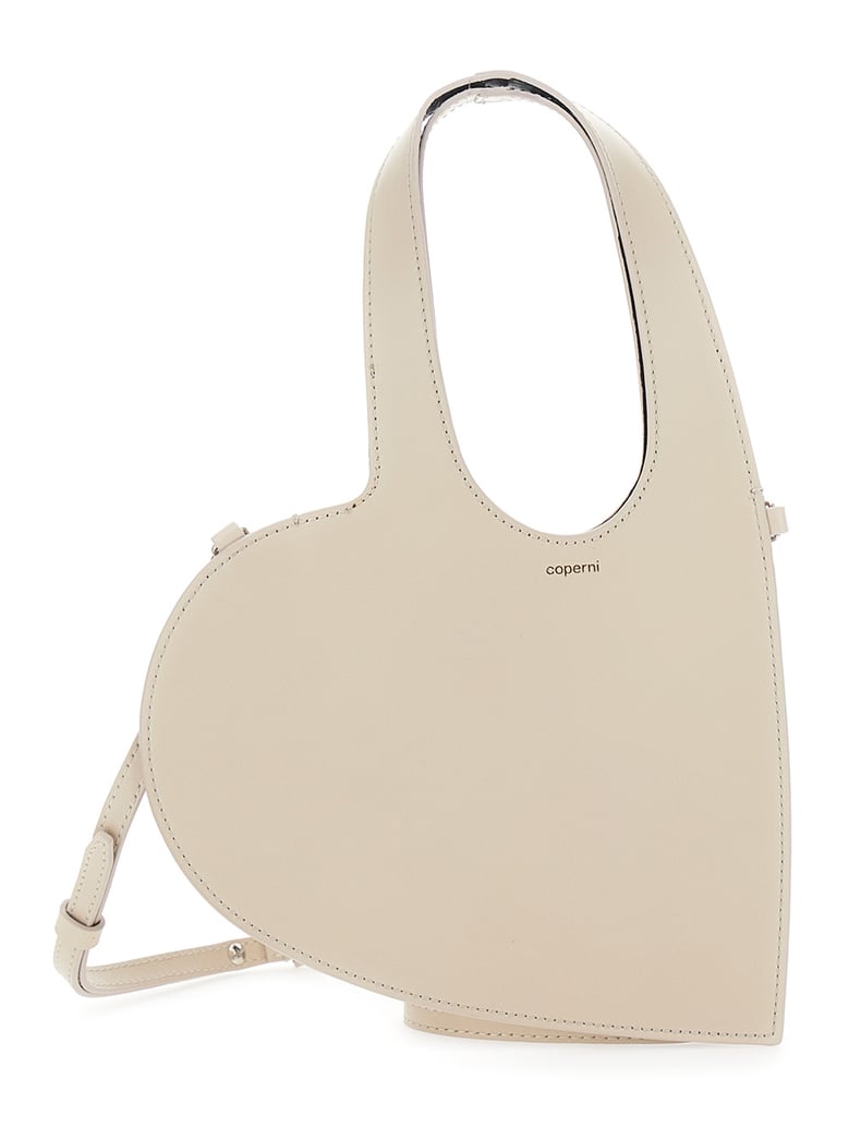 shoulder bag heart-shaped beige leather by Selfnex