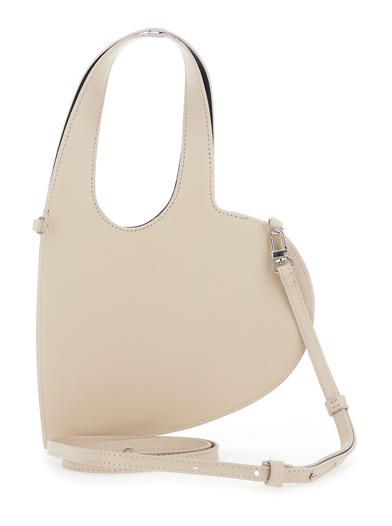 shoulder bag heart-shaped beige leather by Selfnex