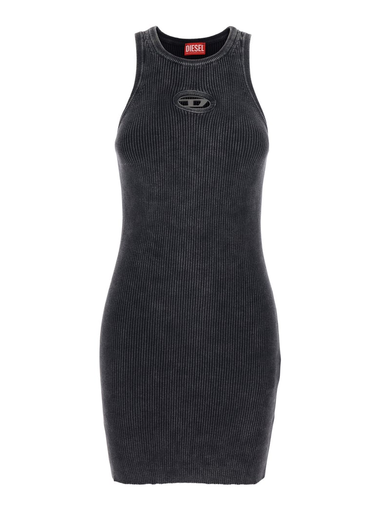 dress black ribbed cotton by Selfnex