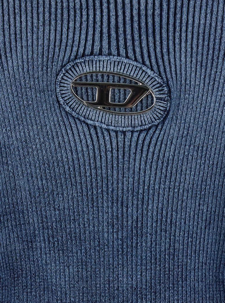 sleeveless crew-neck dress blue ribbed cotton by Selfnex