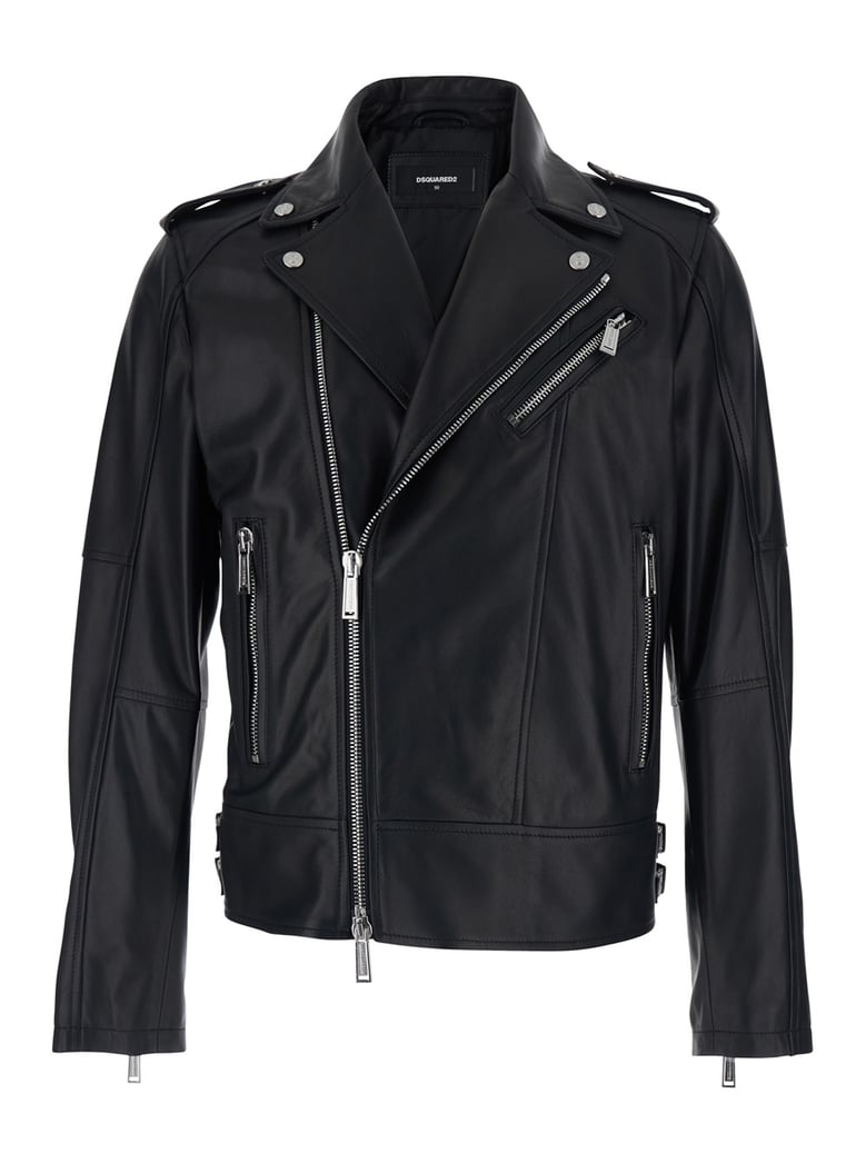 leather jacket black with three zip pockets by Selfnex