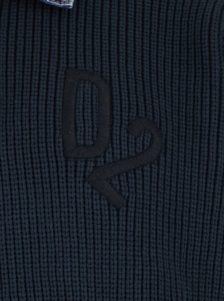 sweater with denim collar, blue by Selfnex