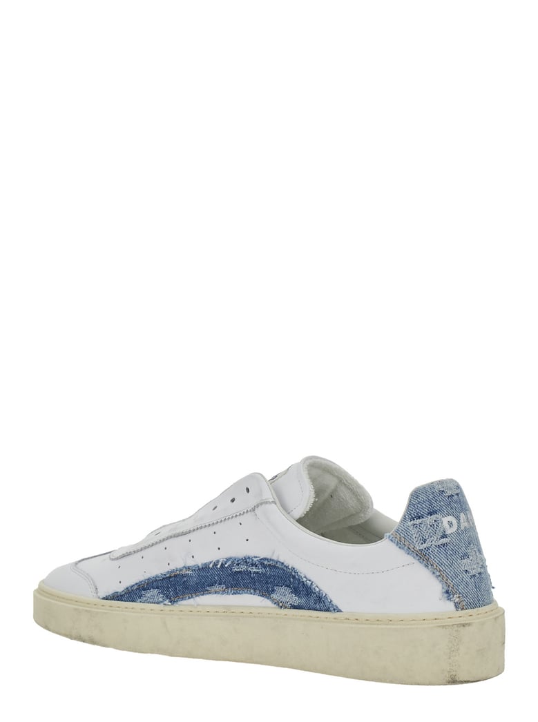 low top sneaker white leather with denim by Selfnex