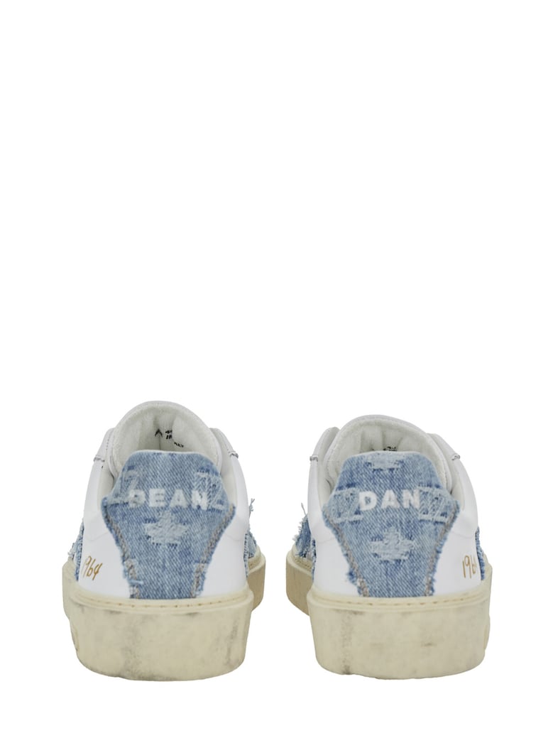 low top sneaker white leather with denim by Selfnex