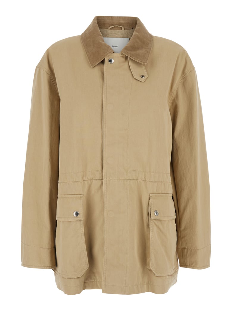 jacket ribbed collar beige cotton by Selfnex