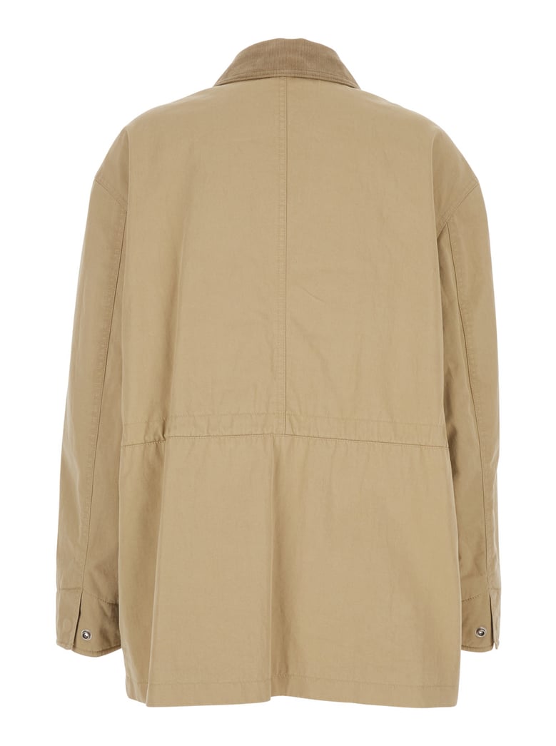 jacket ribbed collar beige cotton by Selfnex