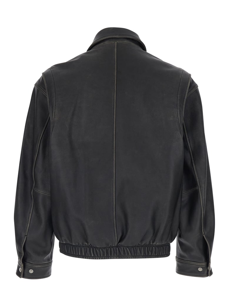 leather jacket udju6a105g3 black by Selfnex
