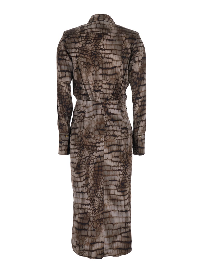 long dress brown stretch viscose by Selfnex