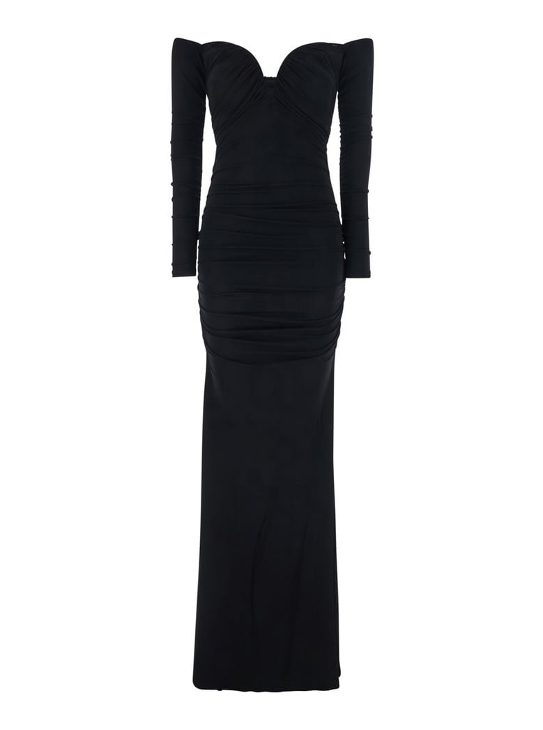 off-shoulder dress with ruffles — black by Selfnex