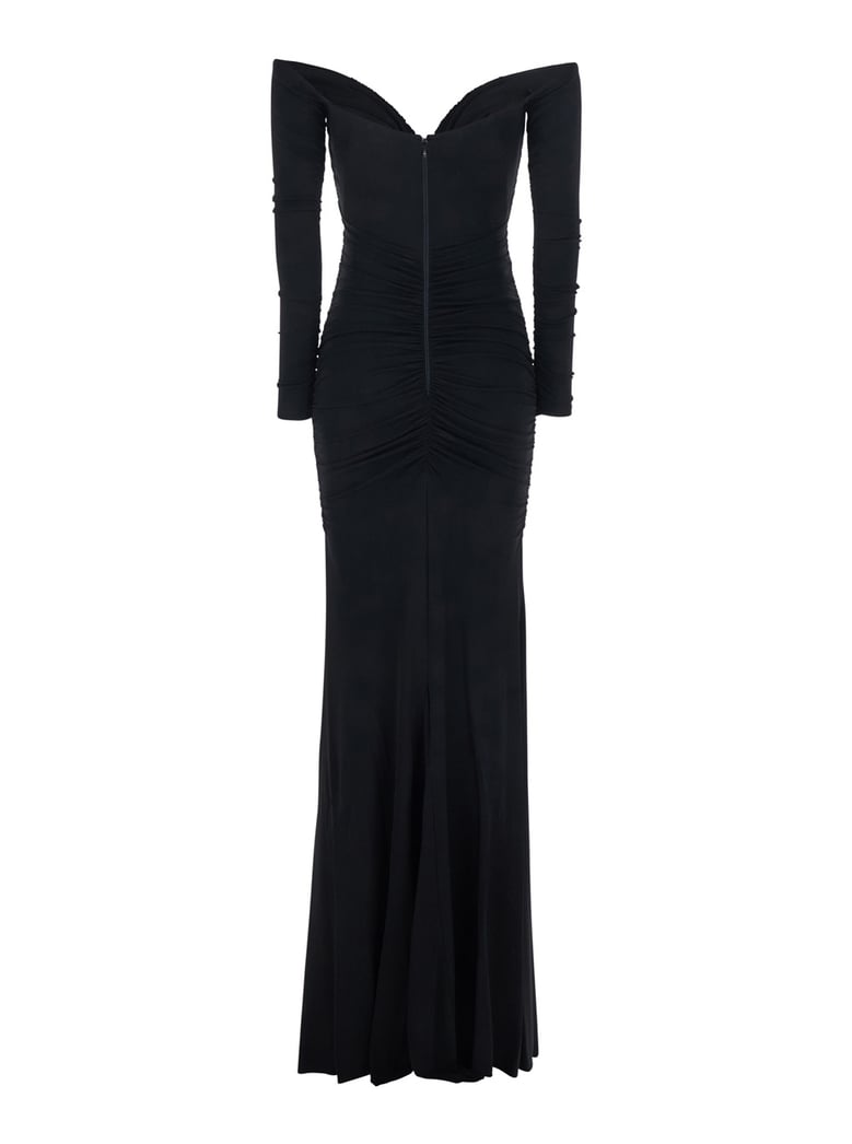 off-shoulder dress with ruffles — black by Selfnex