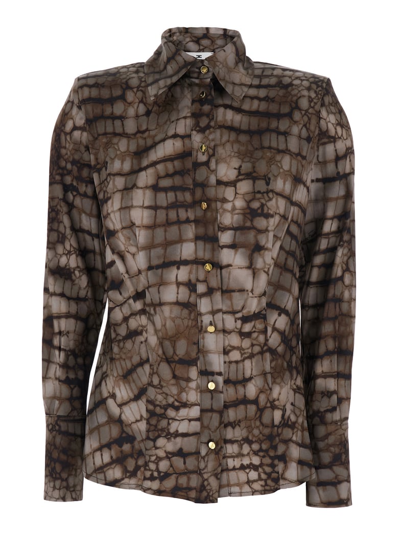 classic-collar blouse brown by Selfnex
