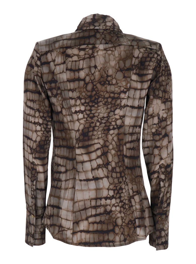 classic-collar blouse brown by Selfnex