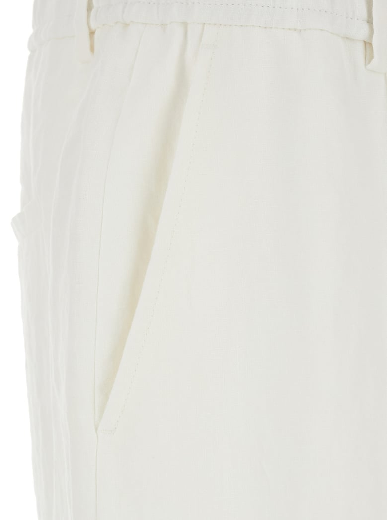 trousers white linen elasticated waist by Selfnex