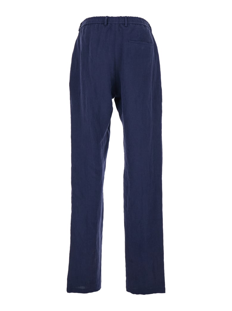straight-leg trousers blue linen by Selfnex