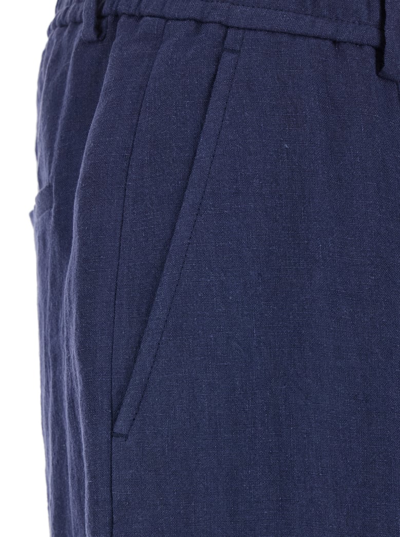 straight-leg trousers blue linen by Selfnex