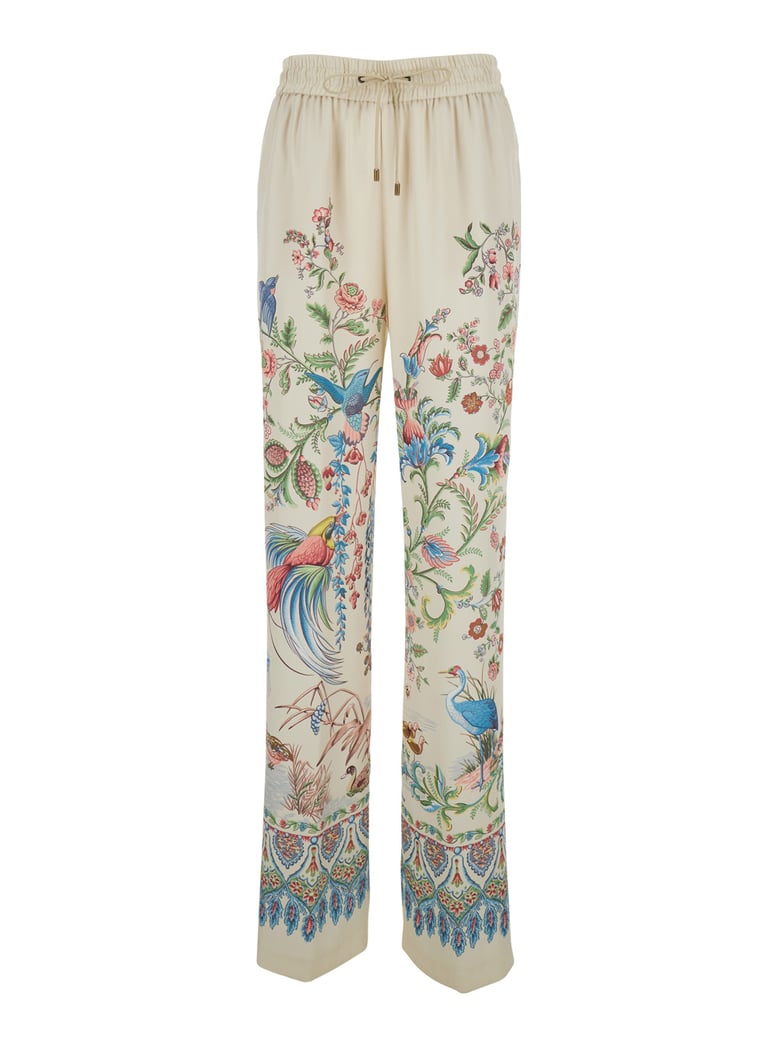 trousers white floral tech fabric by Selfnex