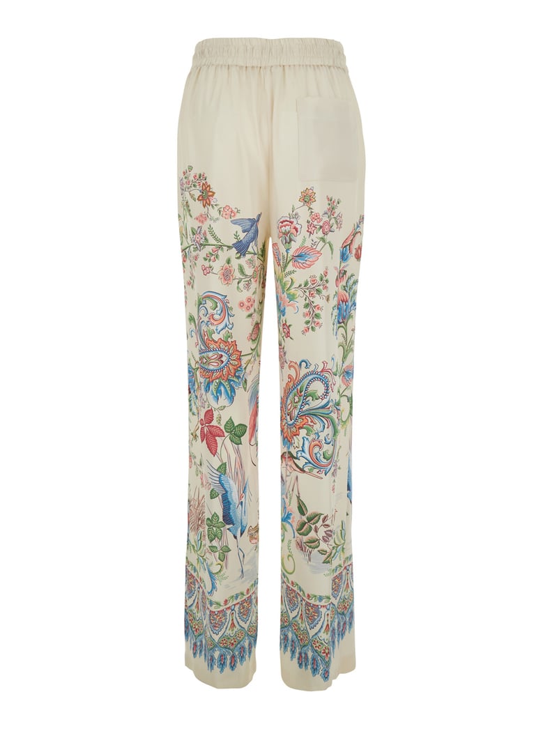 trousers white floral tech fabric by Selfnex