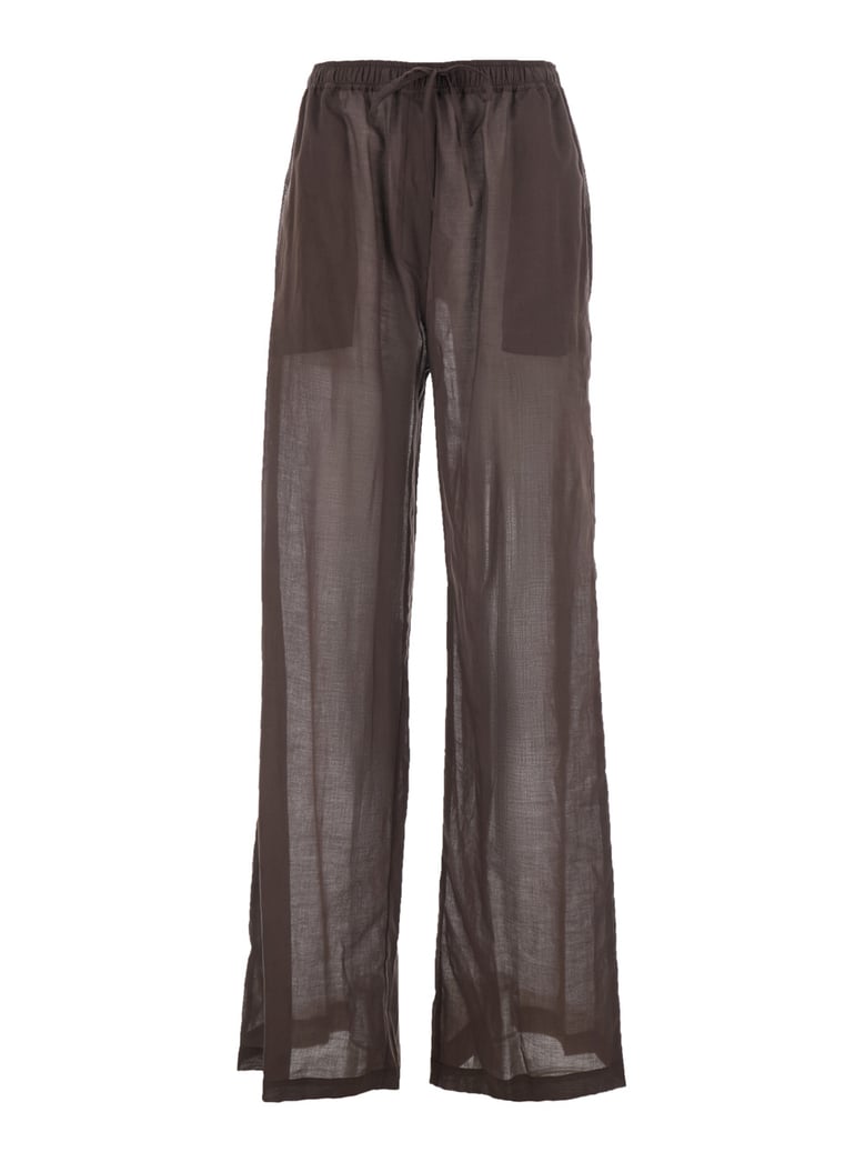 high-waisted cotton muslin pants brown by Selfnex