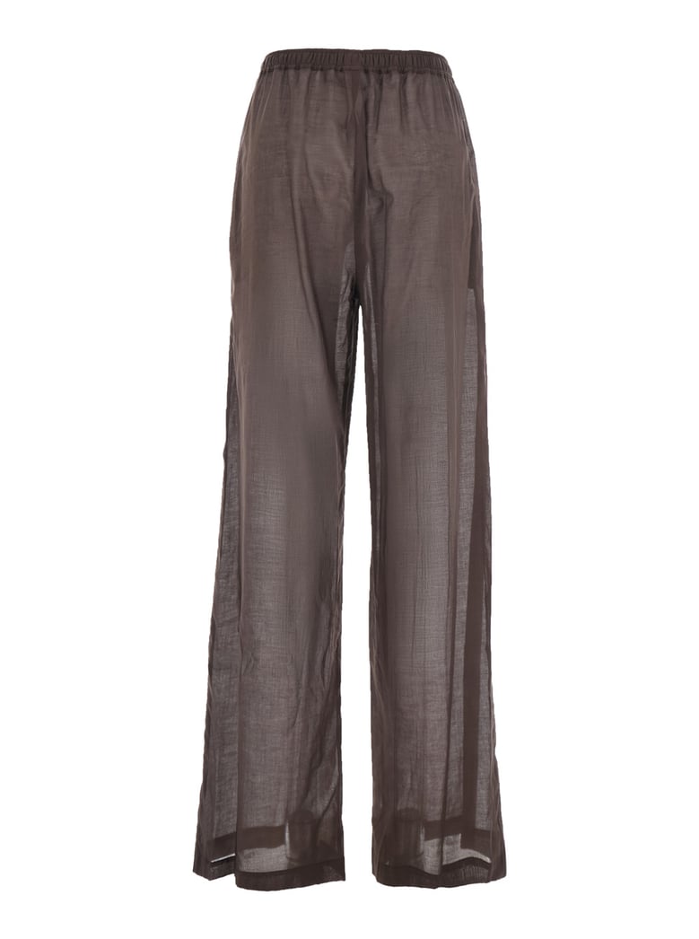 high-waisted cotton muslin pants brown by Selfnex