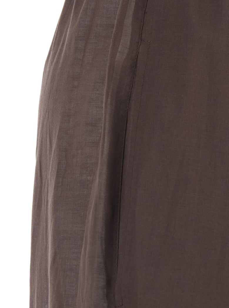 high-waisted cotton muslin pants brown by Selfnex