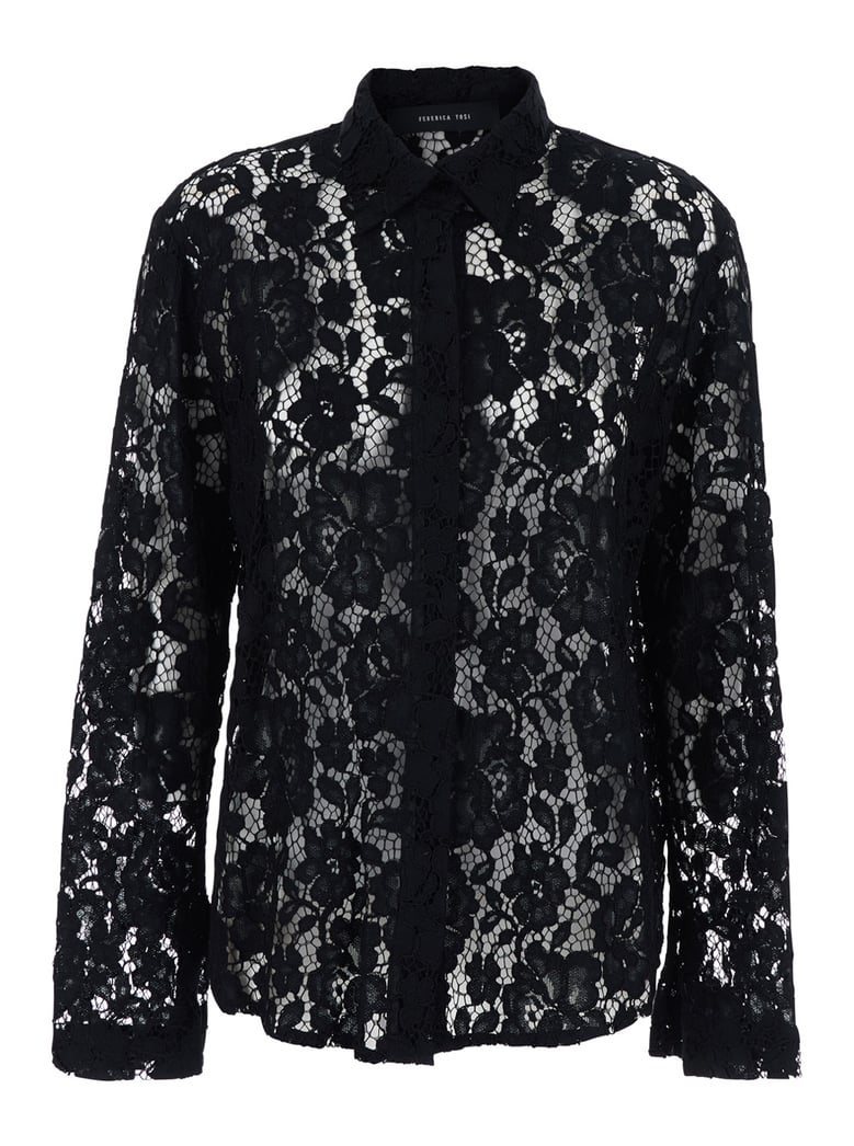lace-detail blouse black by Selfnex